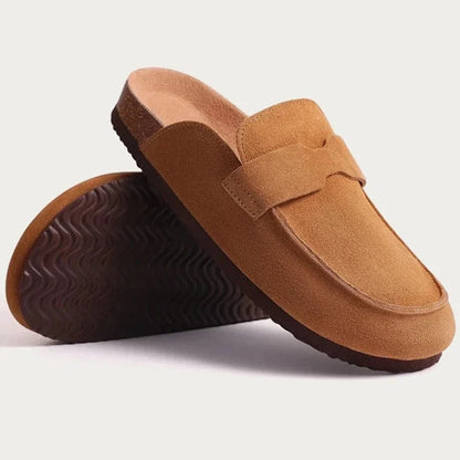 Brown Suede Orthopedic Clogs with Arch Support for Men