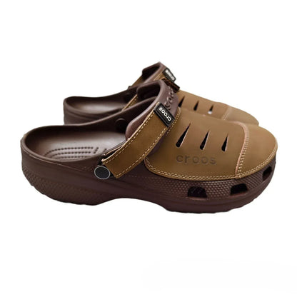 Cowhide Orthopedic Leather Clogs for Men with Back Strap