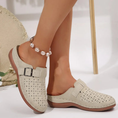 Beige Adjustable Orthopedic Clogs with Padded Footbed – view 5