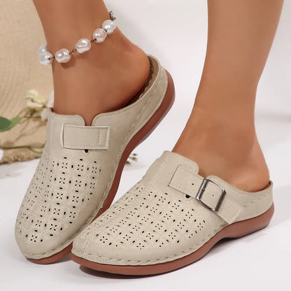 Beige Adjustable Orthopedic Clogs with Padded Footbed – view 3