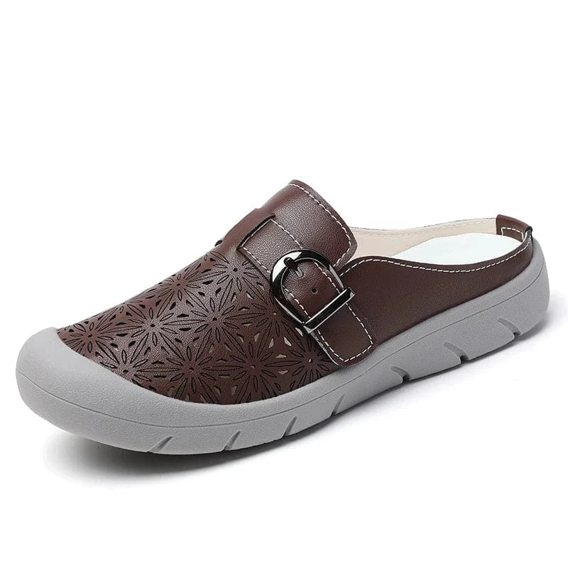 Floral Faux Leather Clogs with Arch Support for Women