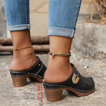 Black Leather Wedge Dressy Orthopedic Sandals for Women – view 4