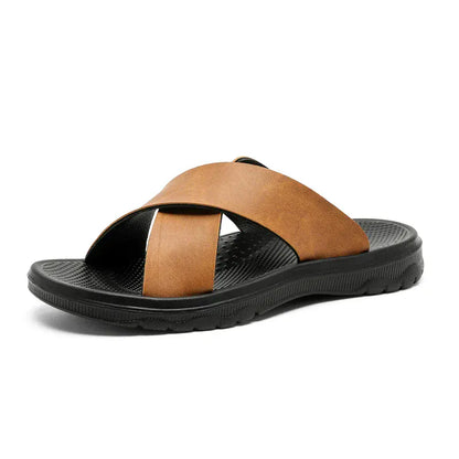 Men's Cross-Strap Faux Leather Orthopedic Dressy Sandals – view 7