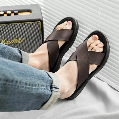 Men's Cross-Strap Faux Leather Orthopedic Dressy Sandals – view 6