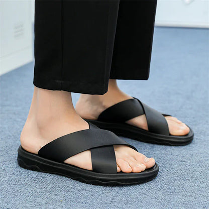 Men's Cross-Strap Faux Leather Orthopedic Dressy Sandals – view 2