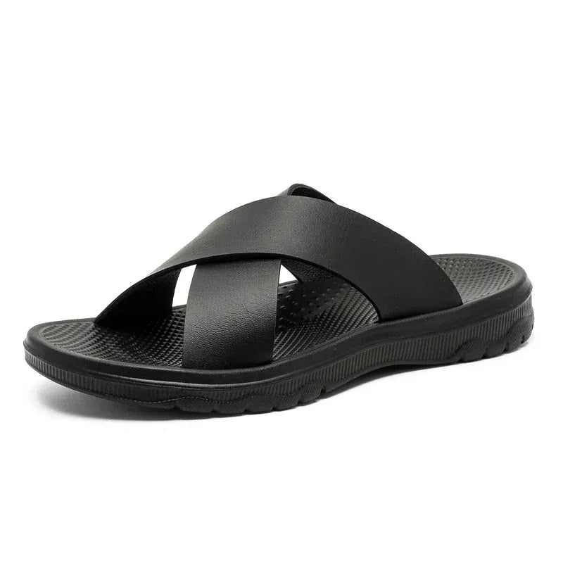 Men's Cross-Strap Faux Leather Orthopedic Dressy Sandals