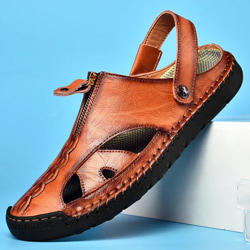 Anatomical Leather Non Slip Orthopedic Sandals for Men – view 9