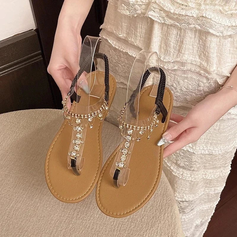 Rhinestone Toe-Post Womens Sandals for Swollen Feet – view 5
