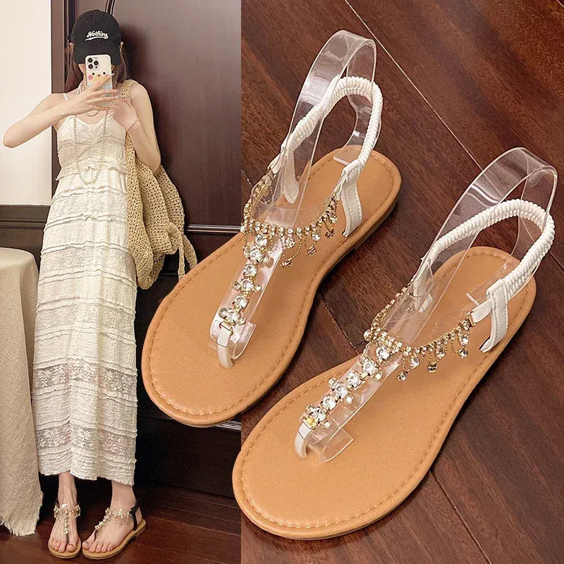 Rhinestone Toe-Post Womens Sandals for Swollen Feet – view 3