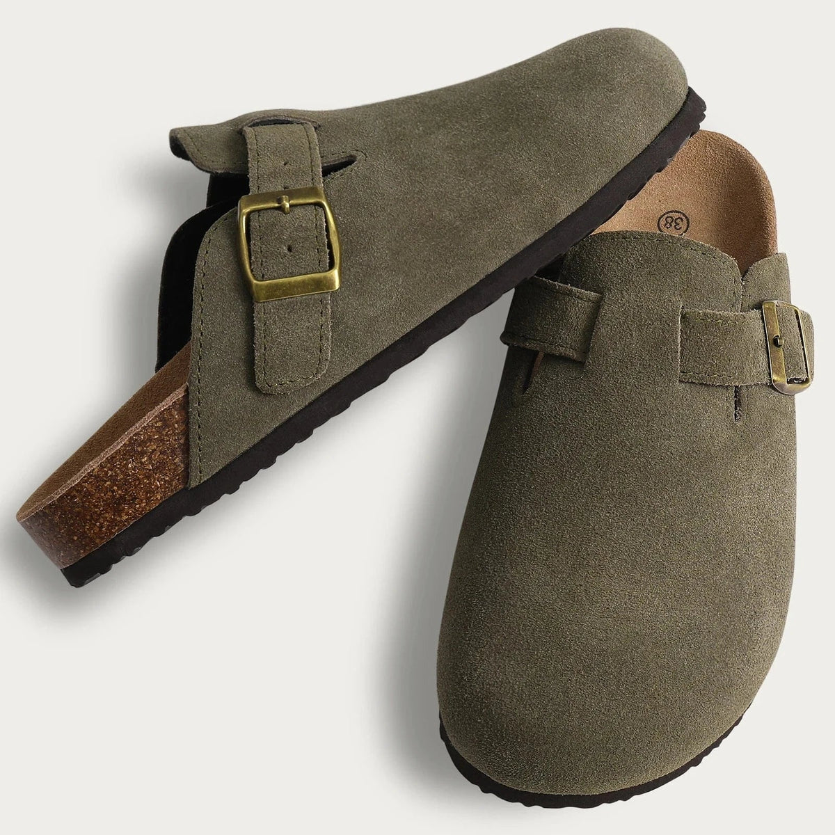 Retro Army Green Adjustable Orthopedic Sandals for Women – view 3