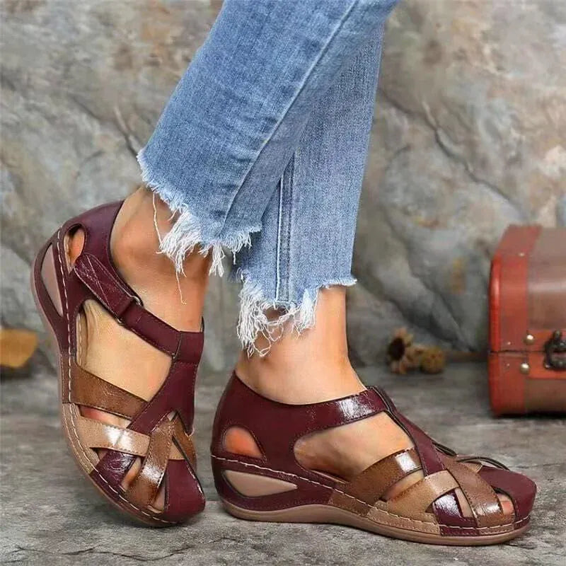 Sturdy Two-Tone Vegan Leather Orthopedic Sandals for Women – view 4