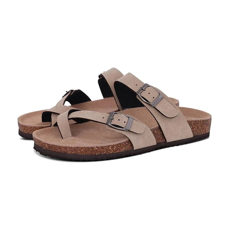 Beige Dressy Orthopedic Sandals for Women with Buckles