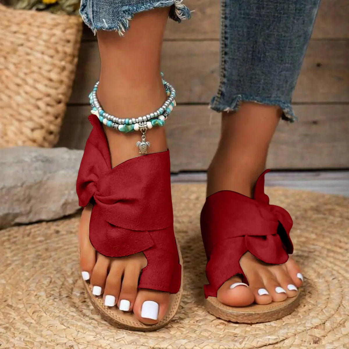 Slip-On Nylon Red Orthopedic Sandals for Women – view 3