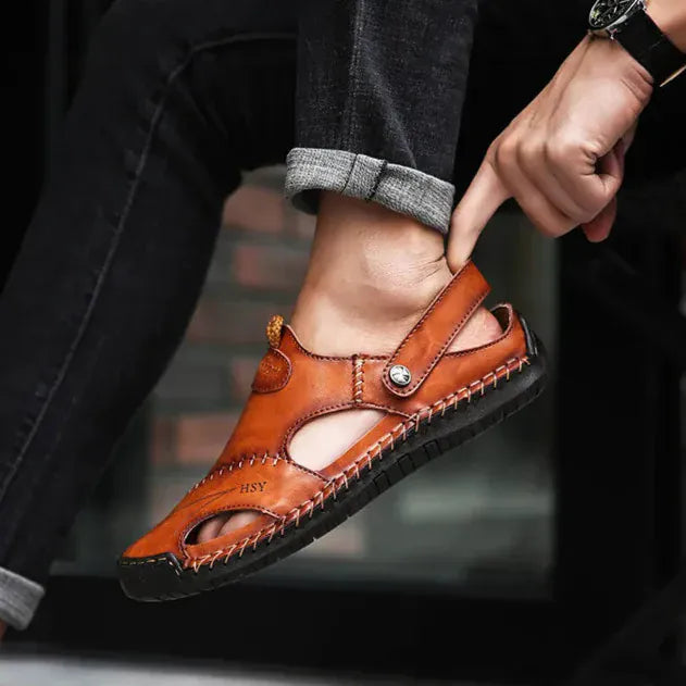 Non-Slip Genuine Leather Orthopedic Sandals for Men – view 6