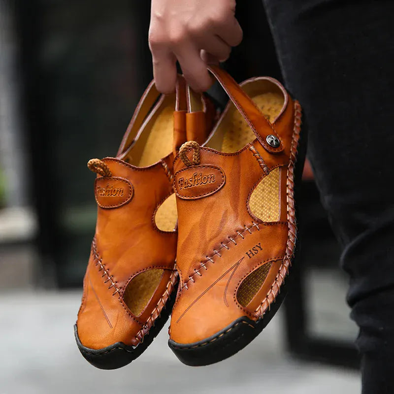 Non-Slip Genuine Leather Orthopedic Sandals for Men – view 5