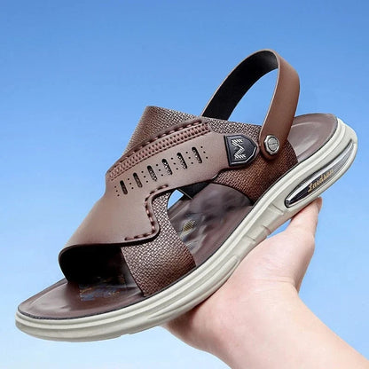 Men's Orthopedic Leather Sandals with Elastic Back Strap – view 9