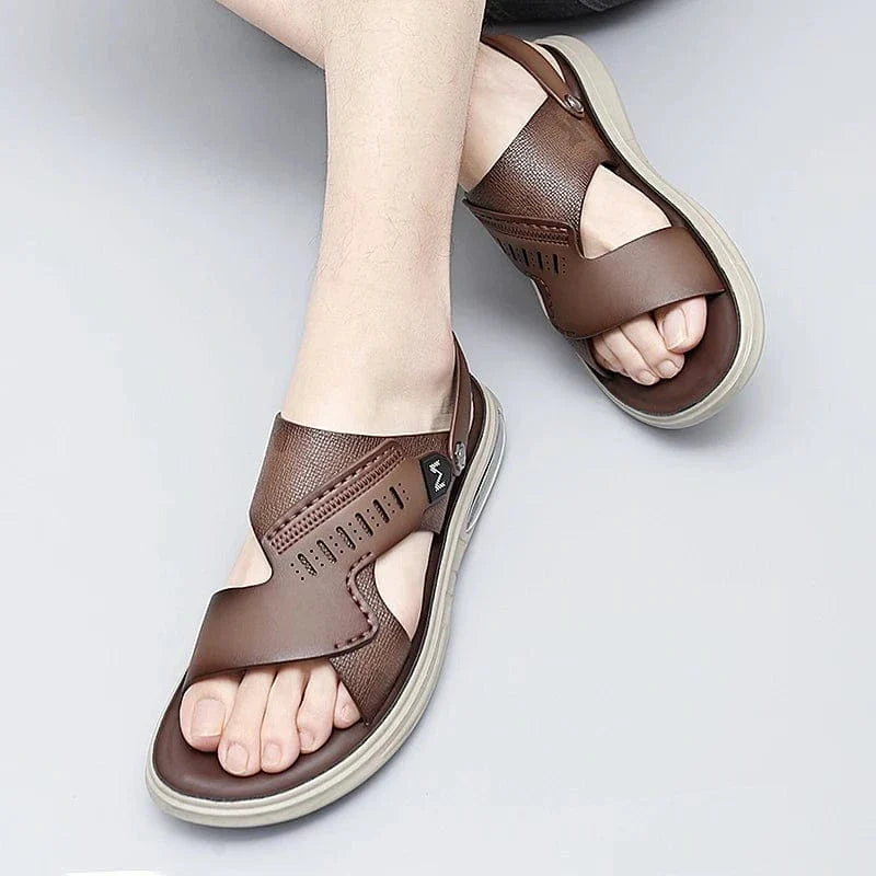 Men's Orthopedic Leather Sandals with Elastic Back Strap – view 8