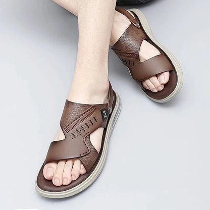 Men's Orthopedic Leather Sandals with Elastic Back Strap – view 8