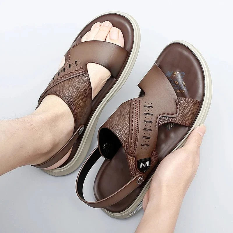 Men's Orthopedic Leather Sandals with Elastic Back Strap – view 5