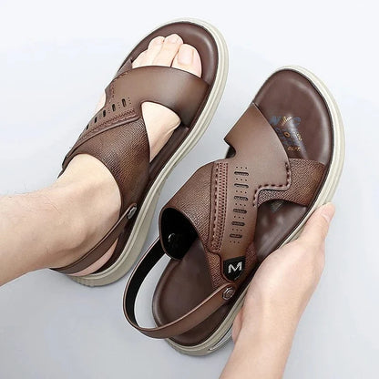 Men's Orthopedic Leather Sandals with Elastic Back Strap – view 5
