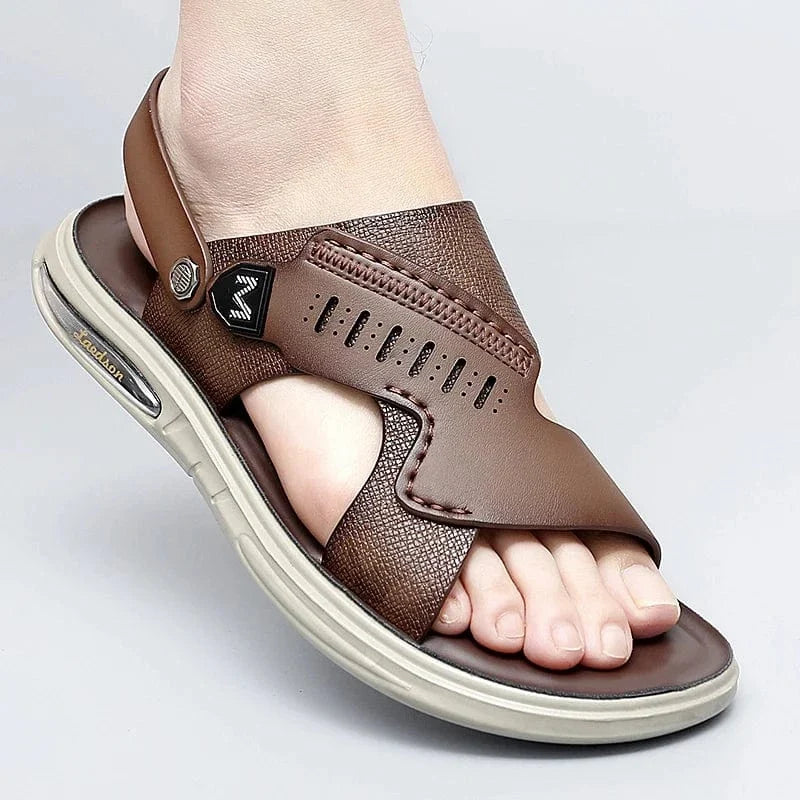 Men's Orthopedic Leather Sandals with Elastic Back Strap – view 3