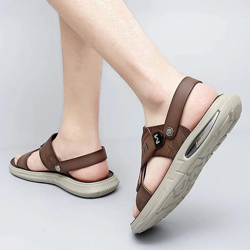 Men's Orthopedic Leather Sandals with Elastic Back Strap – view 7