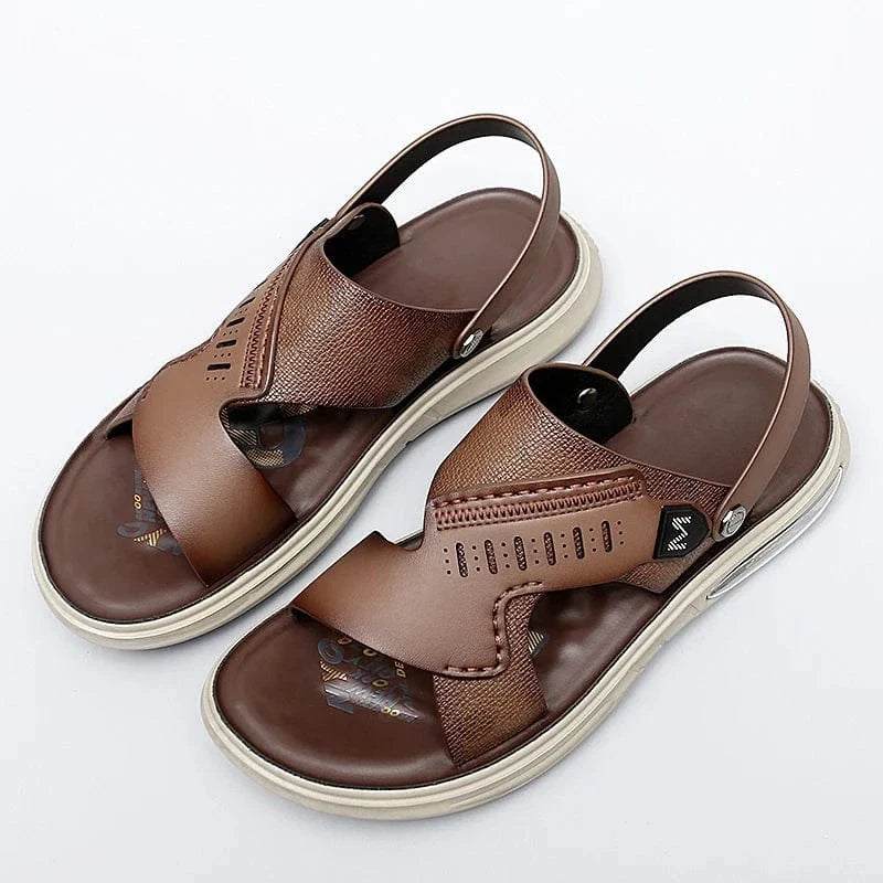 Men's Orthopedic Leather Sandals with Elastic Back Strap – view 2