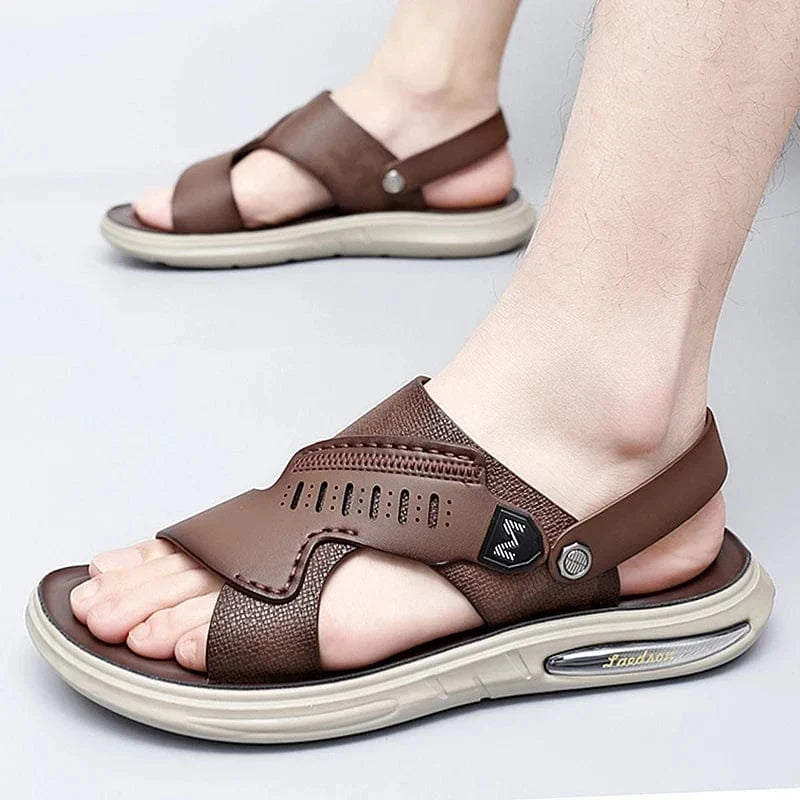 Men's Orthopedic Leather Sandals with Elastic Back Strap – view 4