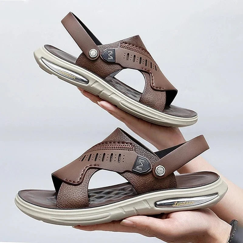 Men's Orthopedic Leather Sandals with Elastic Back Strap – view 6