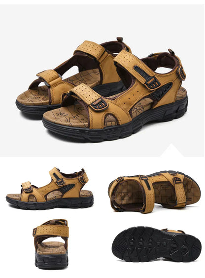 Sandales Orthopédiques Respirantes En Cuir Véritable Pour Homme