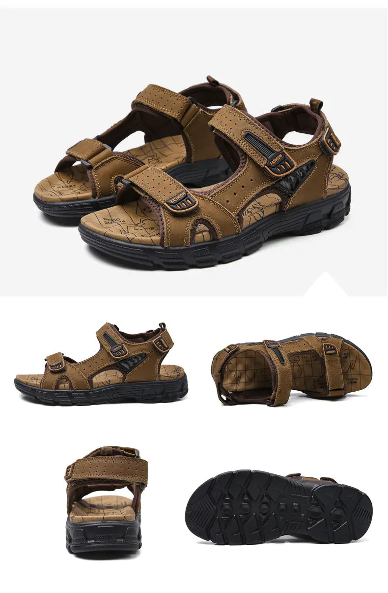 Sandales Orthopédiques Respirantes En Cuir Véritable Pour Homme