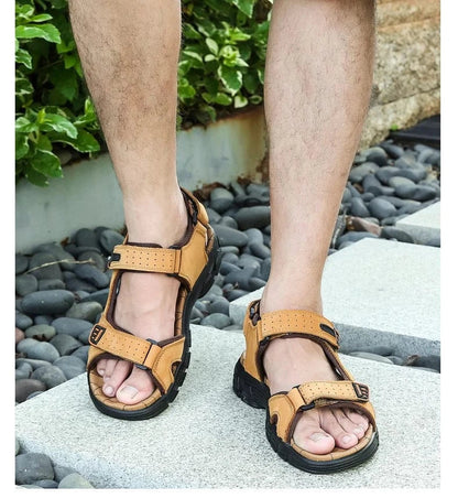 Sandales Orthopédiques Respirantes En Cuir Véritable Pour Homme