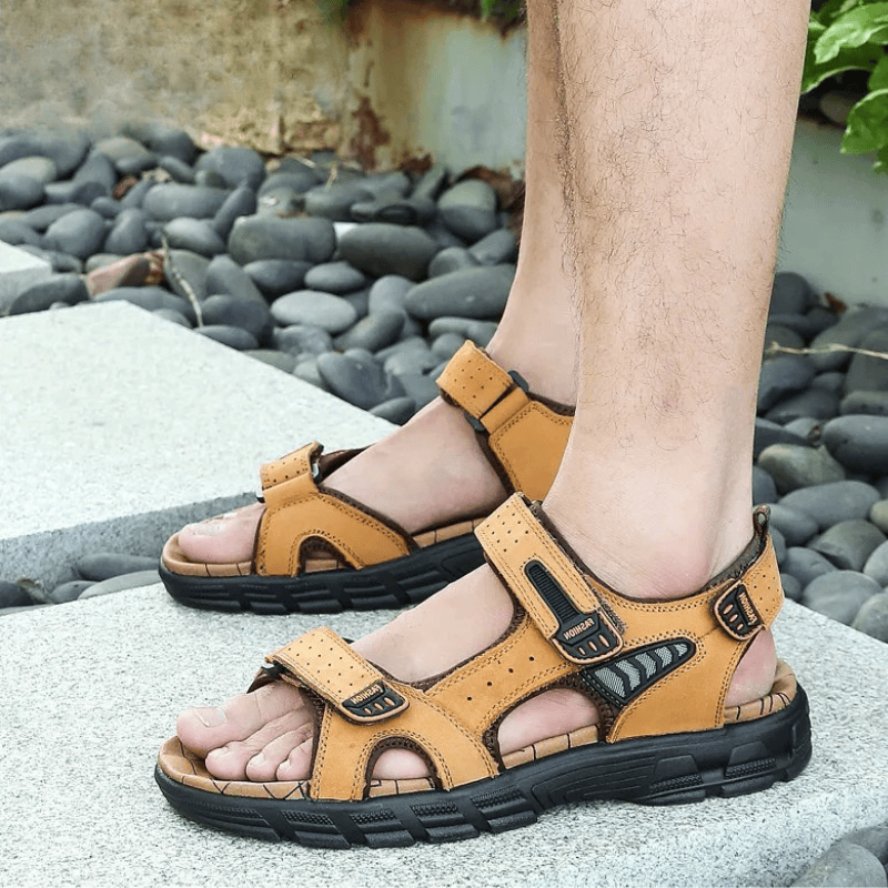 Sandales Orthopédiques Respirantes En Cuir Véritable Pour Homme