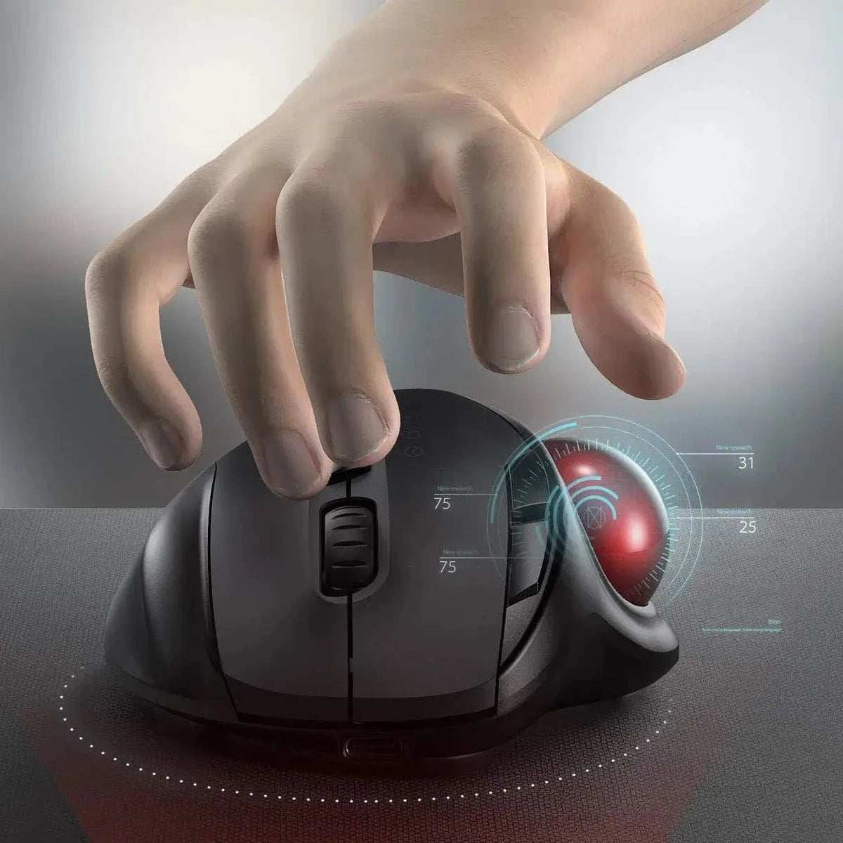 Wireless Vertical Mouse with Built-In Trackball – view 2