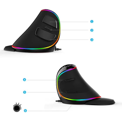 Rechargeable Backlit Vertical Mouse for Office Work – view 3