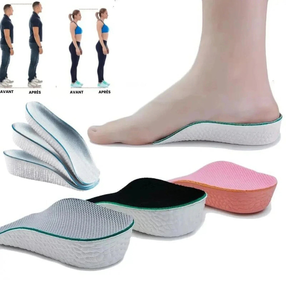 Memory Foam Breathable Heel Cups with Height Lift