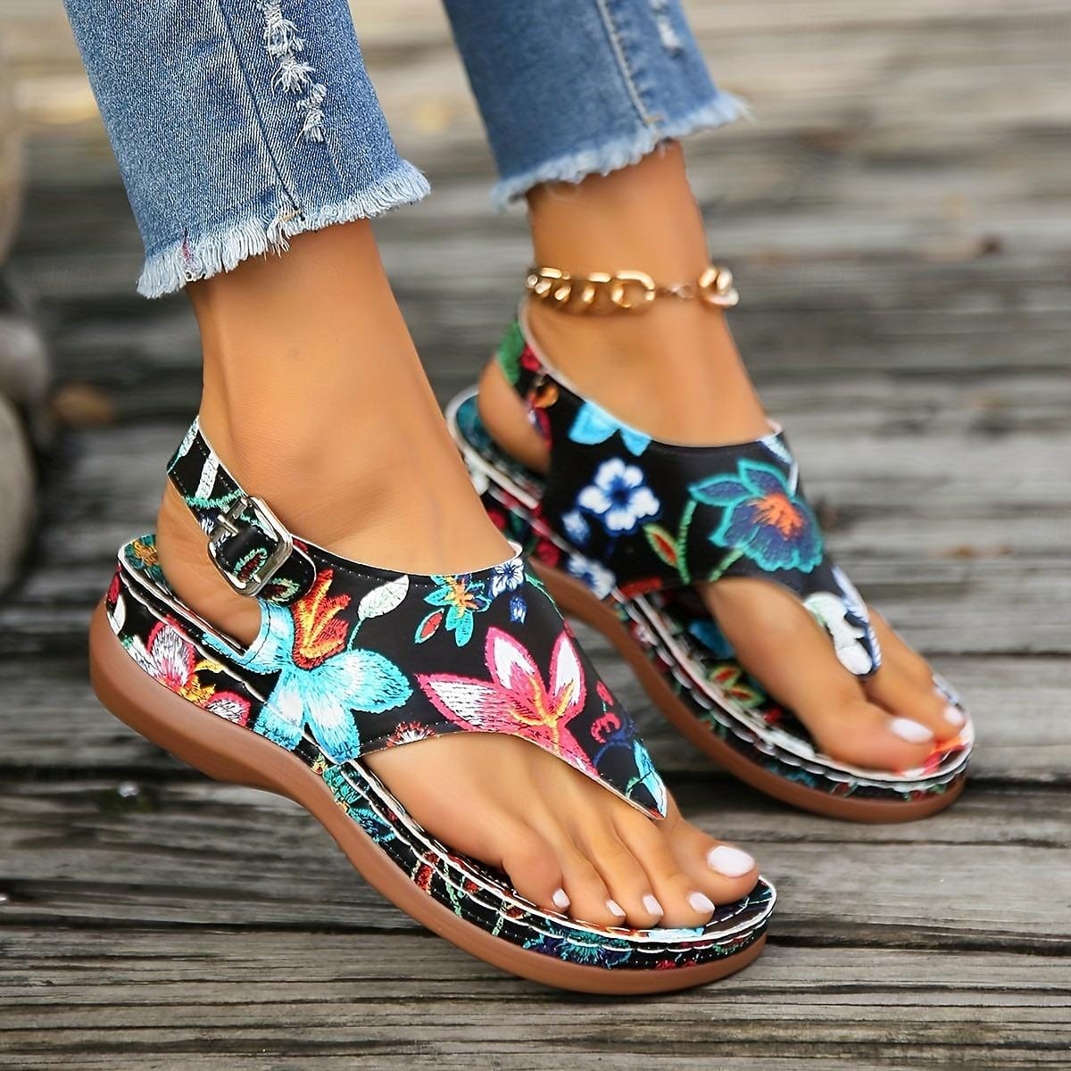 Floral Orthopedic Thong Sandals for Women – view 3