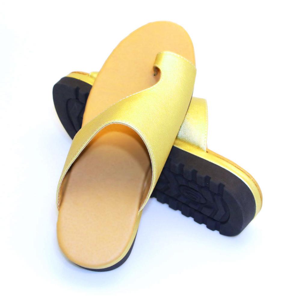 Cork Sole Gold Orthopedic Flip Flops for Women – view 2